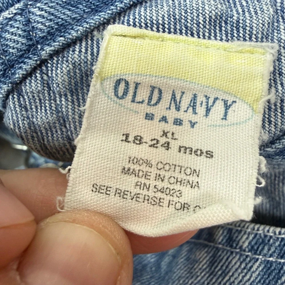 Vintage Old Navy Baby Denim Overalls 18–24M Blue Y2K Carpenter Style Retro